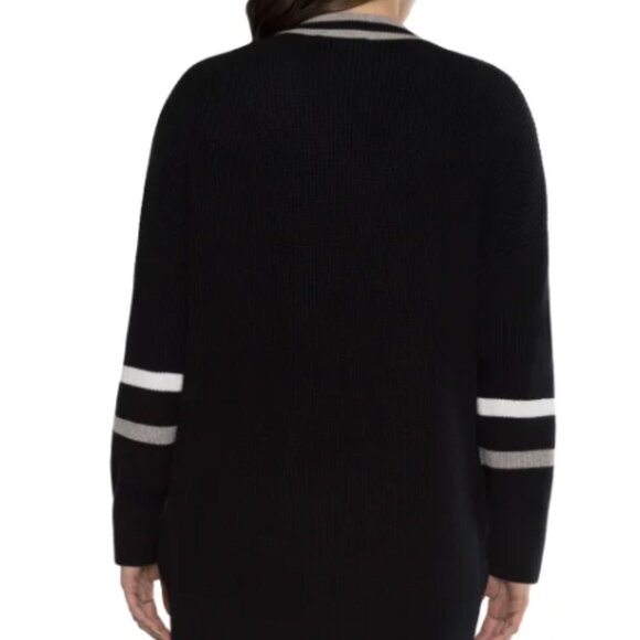 NWT Matty M Women's Varsity Long Sleeve Knit Cardigan Black Size XS $80 11HL290 - Picture 3 of 4